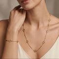 18K Gelbgold Halskette Kleeblatt & Stab – Edle italienische Handwerkskunst (42cm)