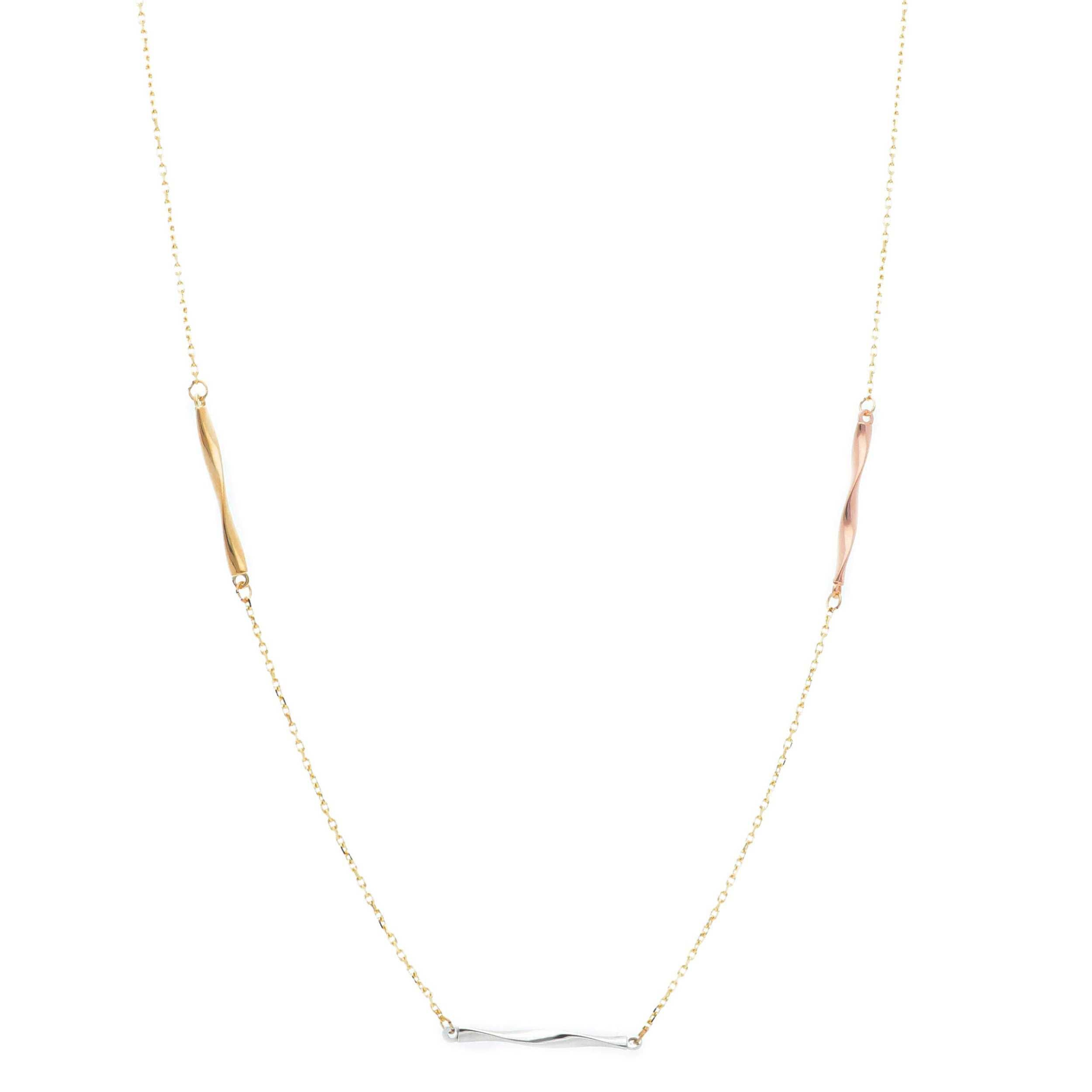 Tri-Color 14kt Gold Minimalist Element Necklace