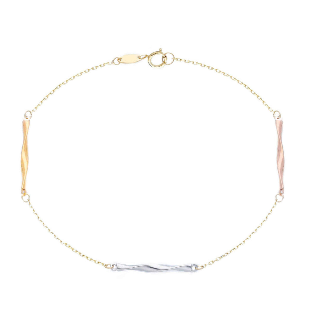 Tri-Color 14kt Gold Minimalist Element Bracelet