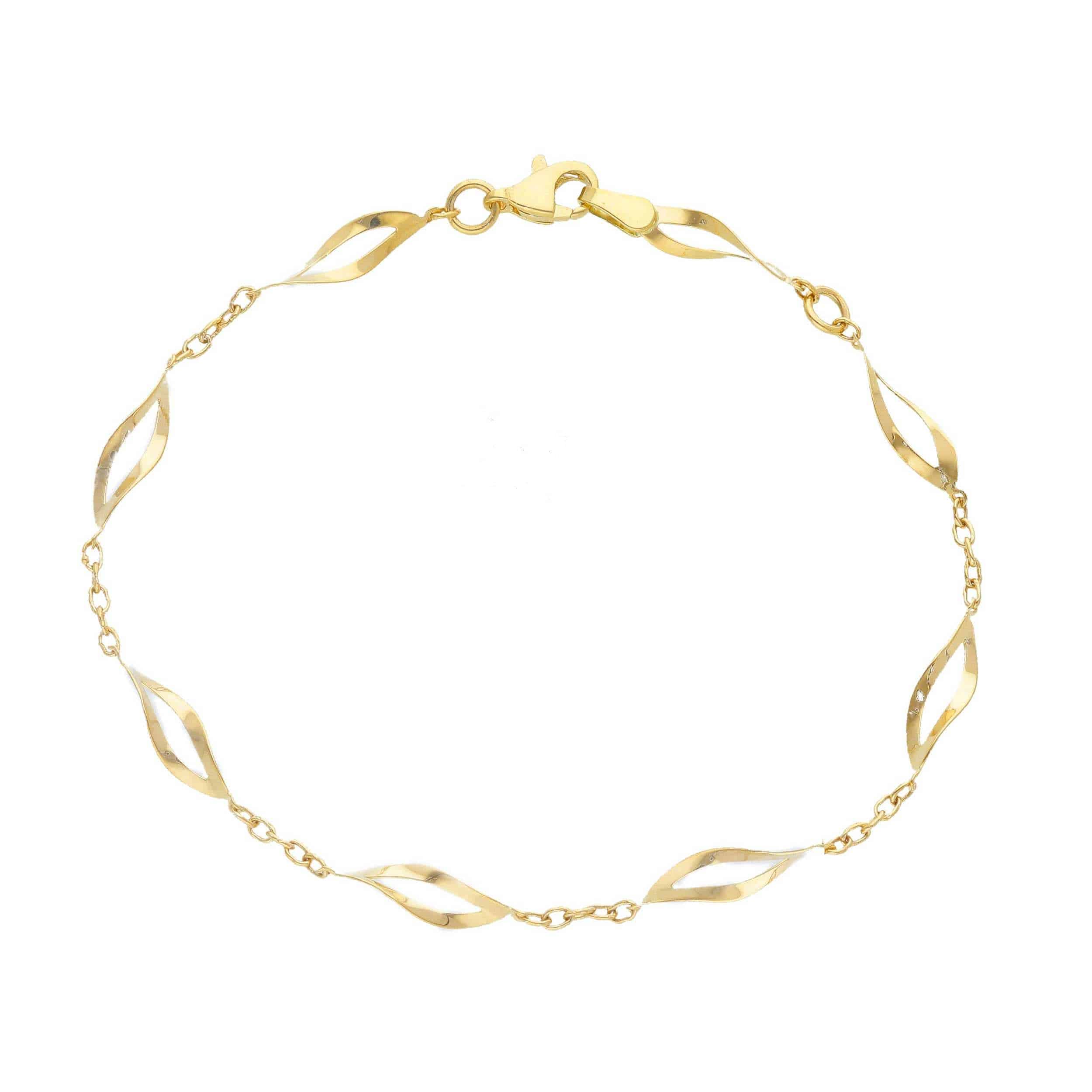 Elegant 14kt Gold Marquise-Link Station Bracelet