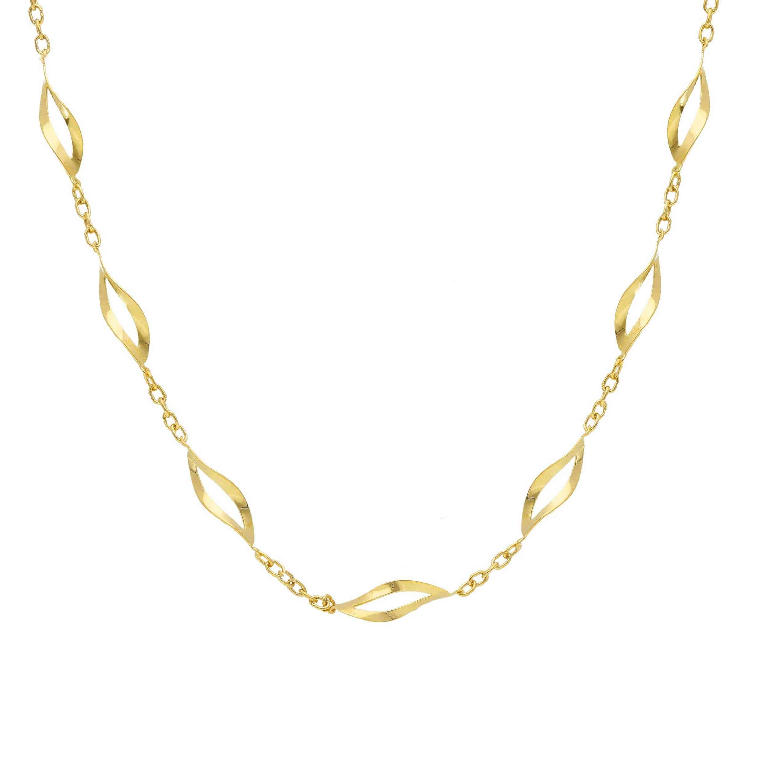 Elegant 14kt Gold Marquise-Link Station Necklace