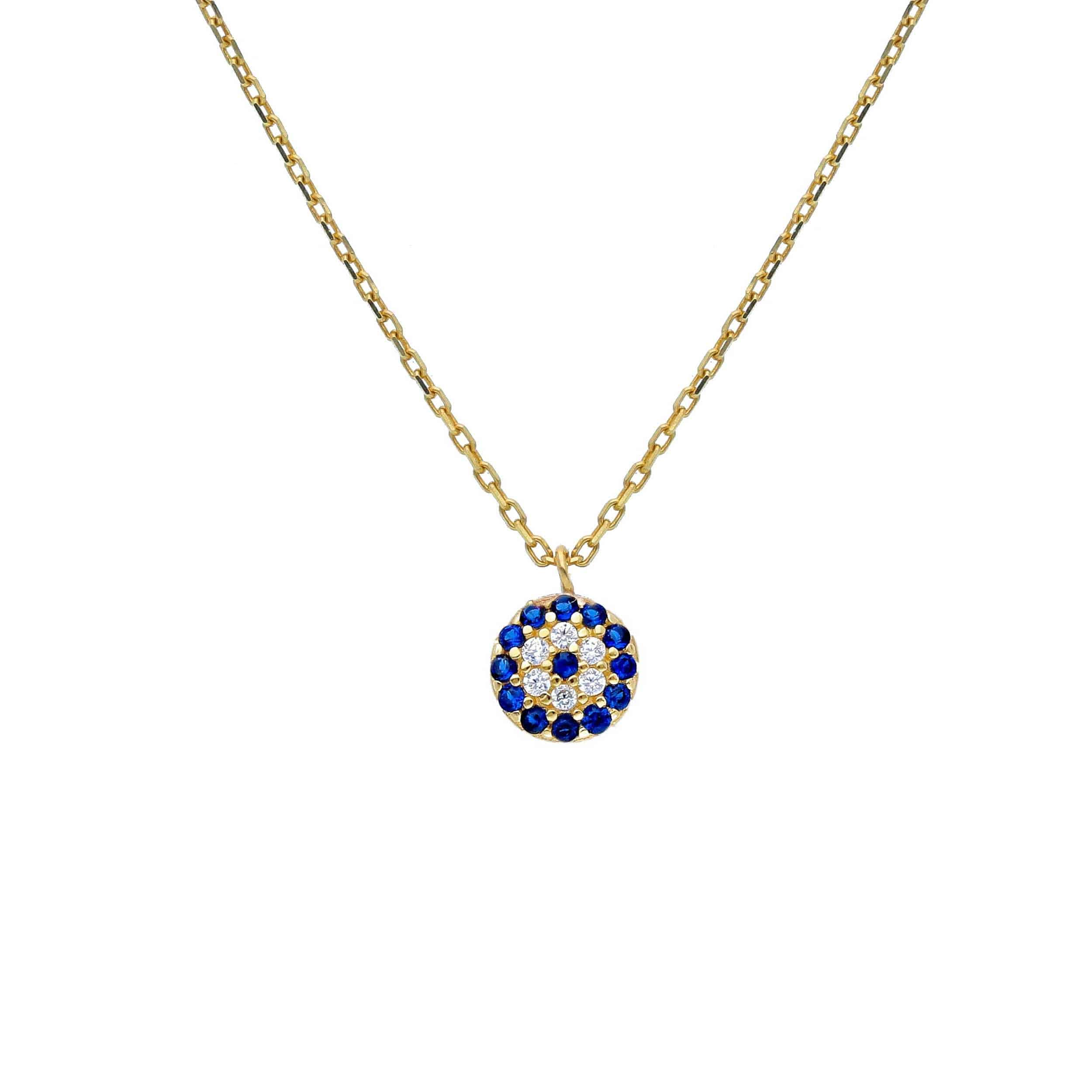 14kt sapphire and diamond-style necklace by Almas Jewellery Vienna featuring vibrant blue sapphires and sparkling accents.