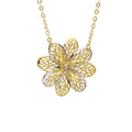 Italian 18K yellow gold necklace with a nature-inspired central pendant, crafted by Almas Jewellery Vienna.