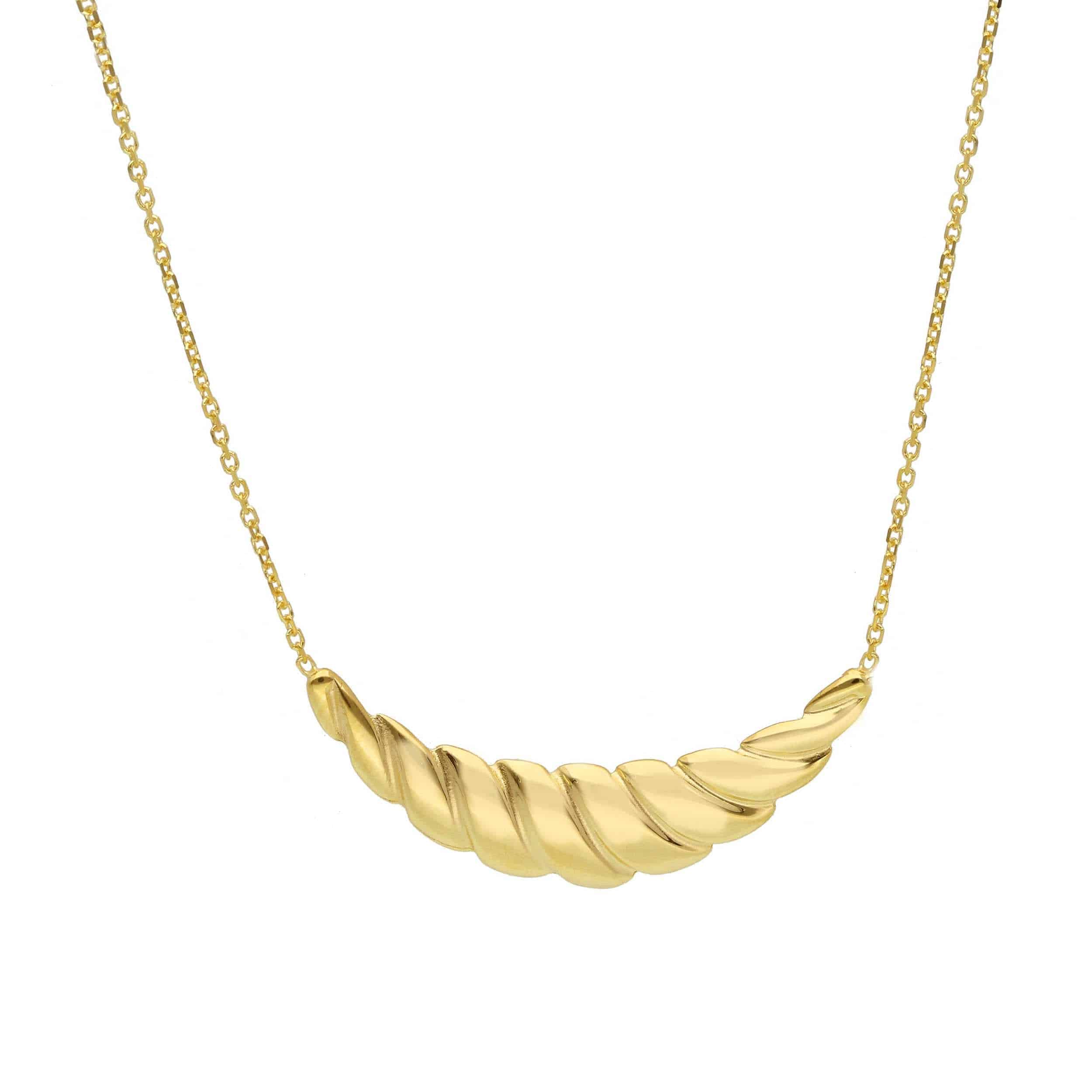 Elegant 14kt Yellow Gold Crescent Necklace