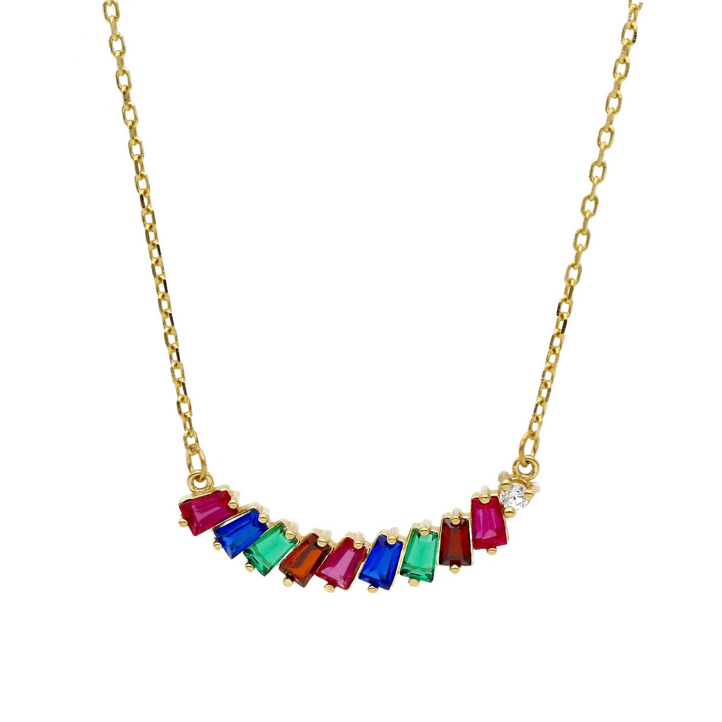 Radiant Rainbow Baguette Necklace
