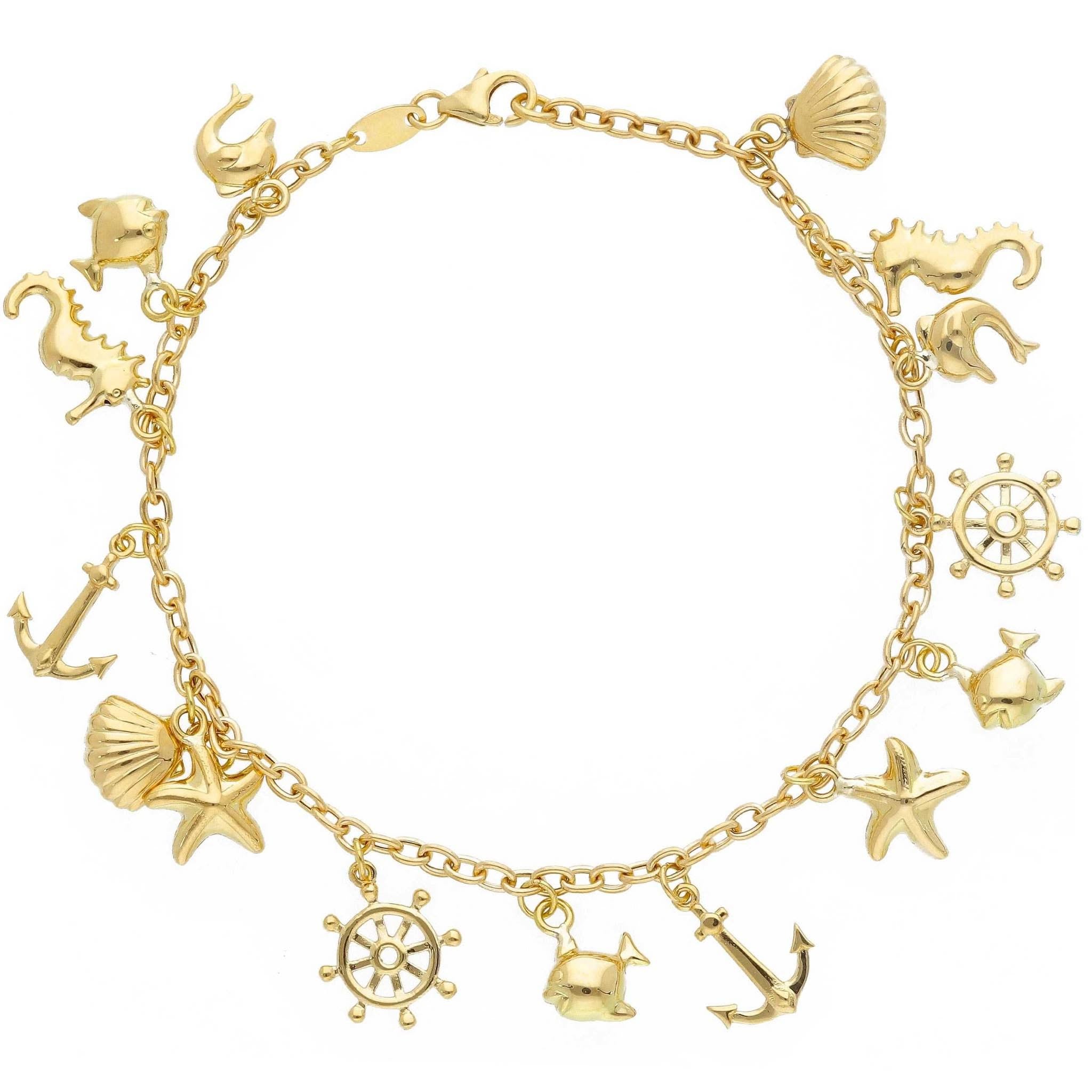 18 Karat Gold italienisches nautisches Charm-Armband – 18 cm