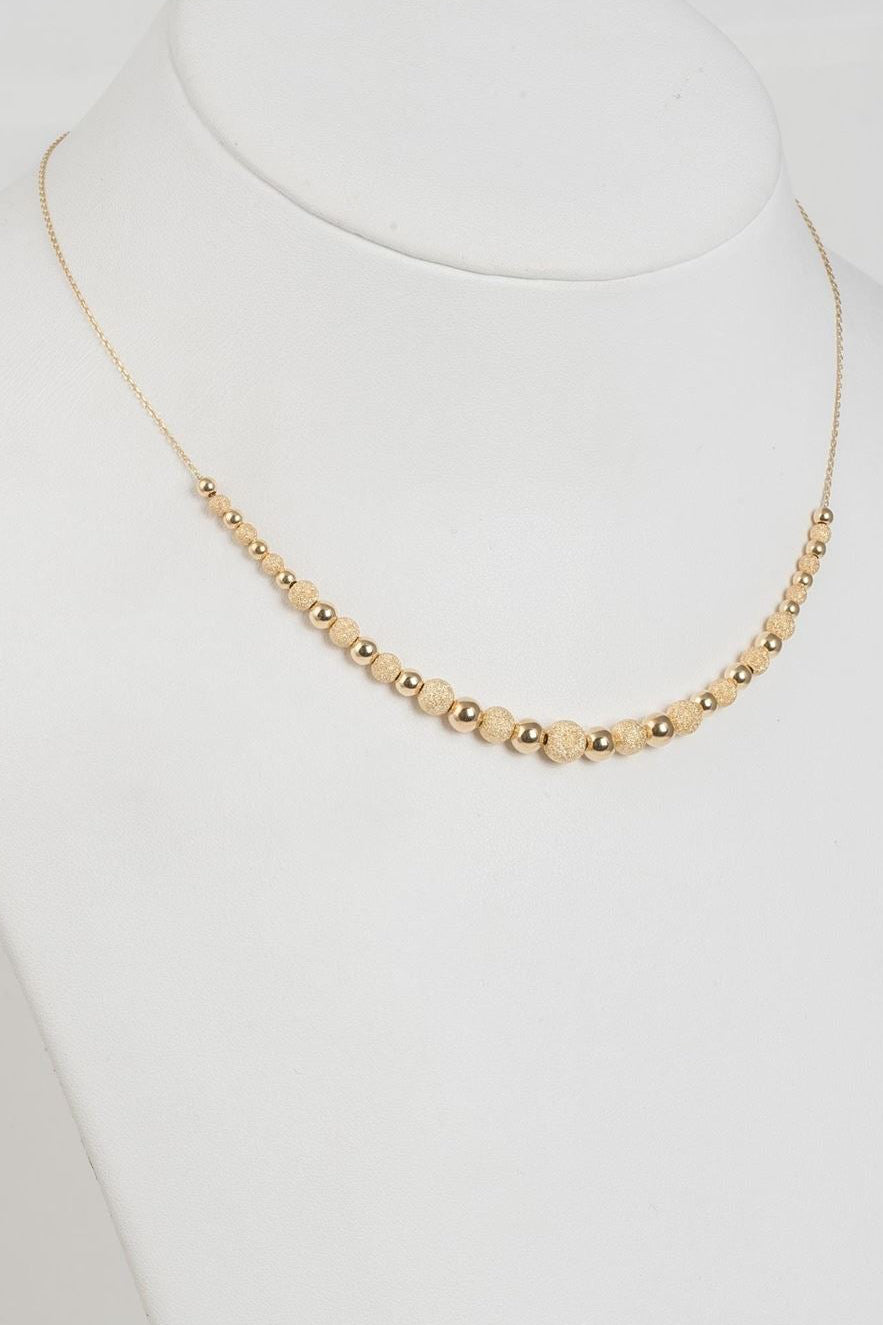18 Karat Gelbgold Italienische Perlenkette – Elegante, texturierte, gestufte Kugelkette (45,3 cm)