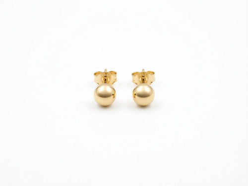 14k solid yellow gold ball stud earrings by Almas Jewellery Vienna, classic and elegant jewelry made in Italy.