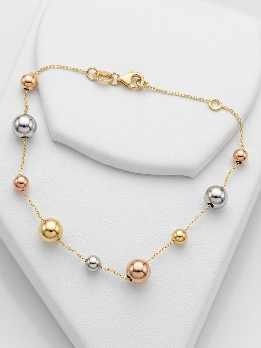 Tri-Tone 18k Italian Gold Polished Bracelet