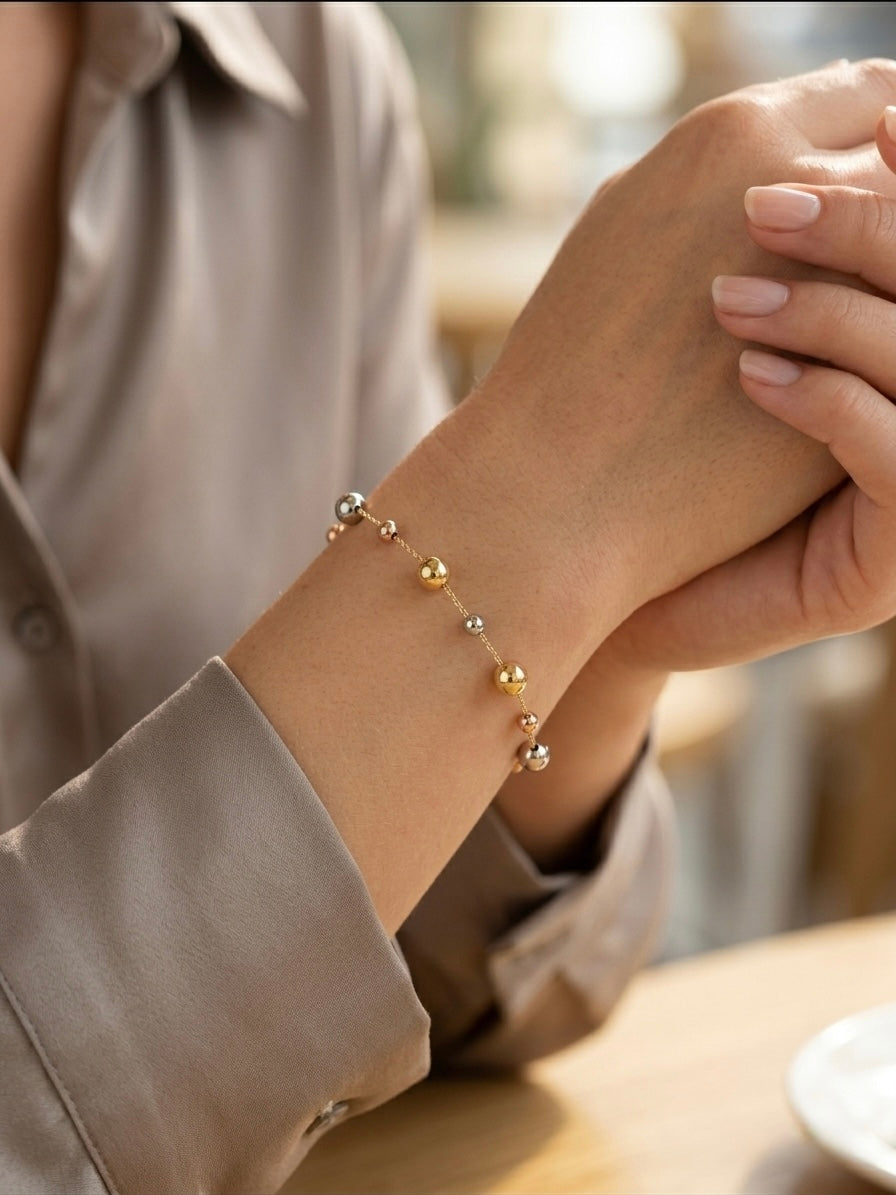 Tri-Tone 18k Italian Gold Polished Bracelet