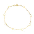 18K yellow gold Italian paperclip and circle link chain bracelet by Almas Jewellery Vienna showing the detailed chain links.