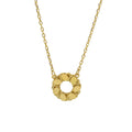 Minimalist 14kt gold circular symbol necklace by Almas Jewellery Vienna, showcasing a sleek, simple pendant on a delicate chain.