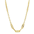 Sophisticated 14kt gold fancy link necklace by Almas Jewellery Vienna, featuring intricate gold chain links.