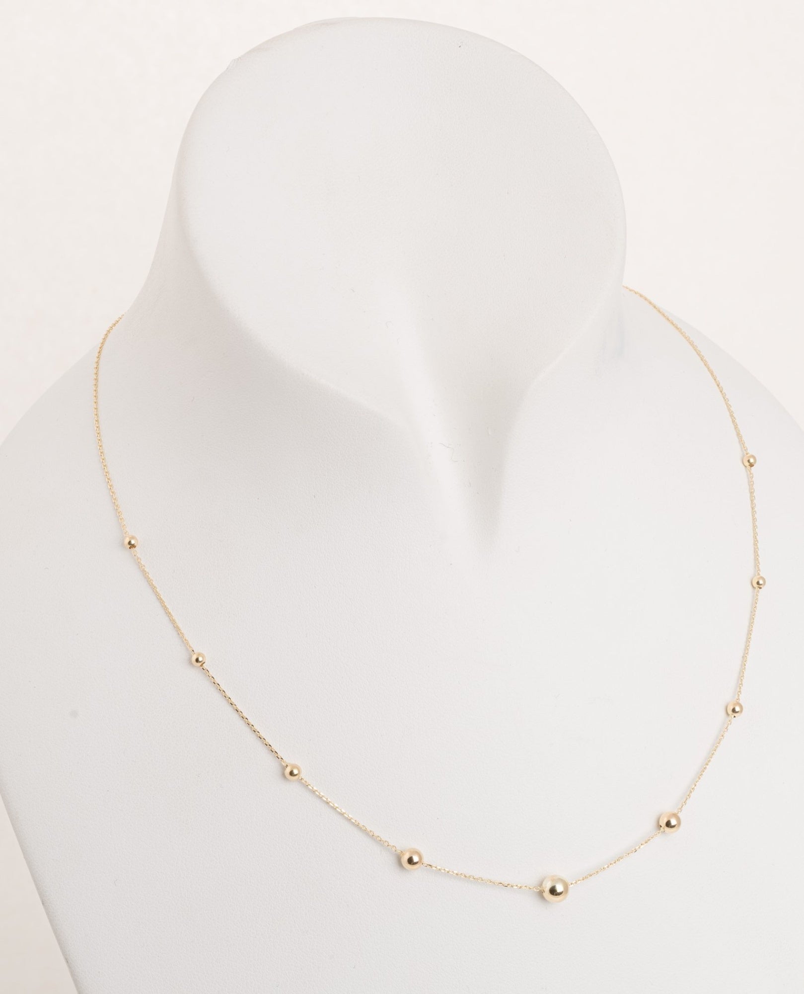 14k Yellow Gold Italian Necklace: 2,6-3-4-5 mm beads ,lenght 42+3 cm