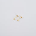 18k Yellow Gold Italian Lobe earring with light pave bead, 3 mm