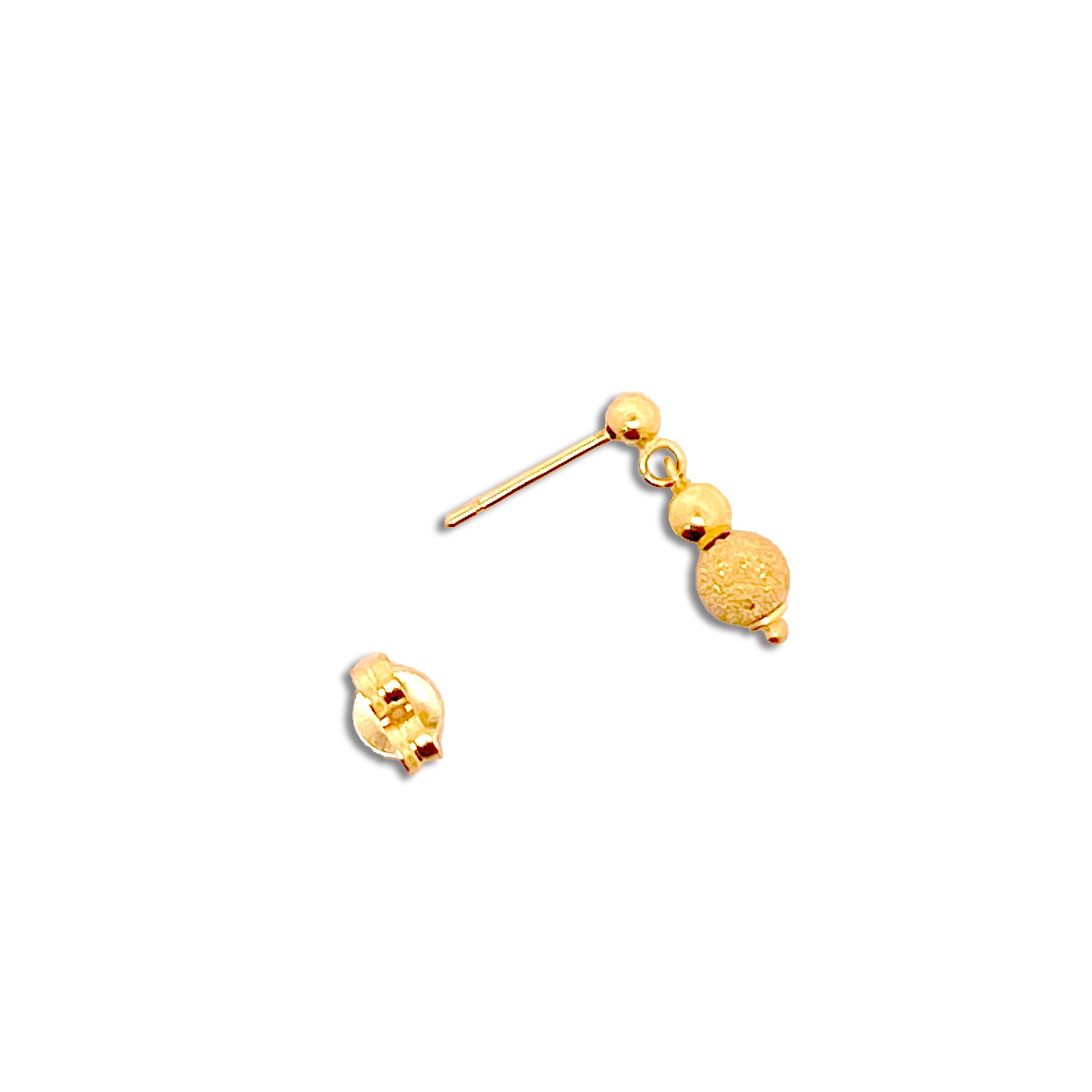 18k Yellow Gold Italian Pendant earring 3-4-5 mm beads